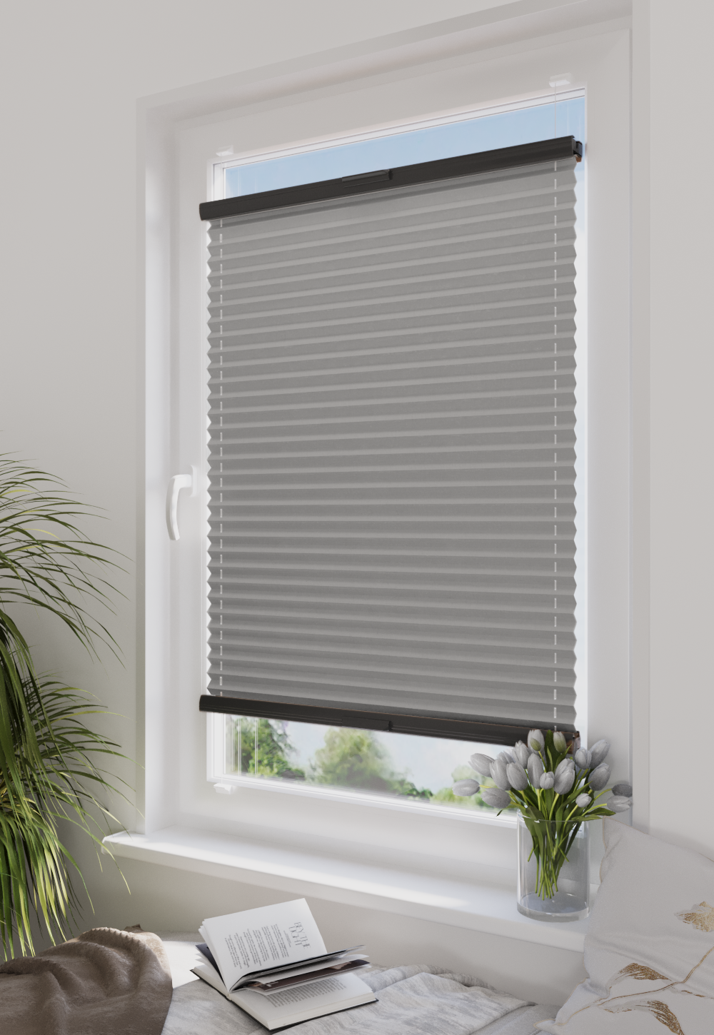 Plisa Veloline Diego Pearl T526 Aluminiowa Szarość w aranżacji